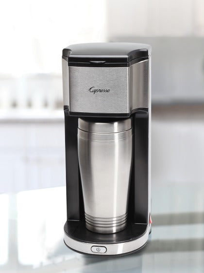 Capresso On-the-Go Personal Coffee Maker with Stainless Steel Insulated Travel Mug