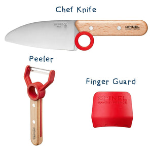 Opinel Le Petit Chef - 3 PieceSet (Knife, Peeler & Finger Guard) - Red