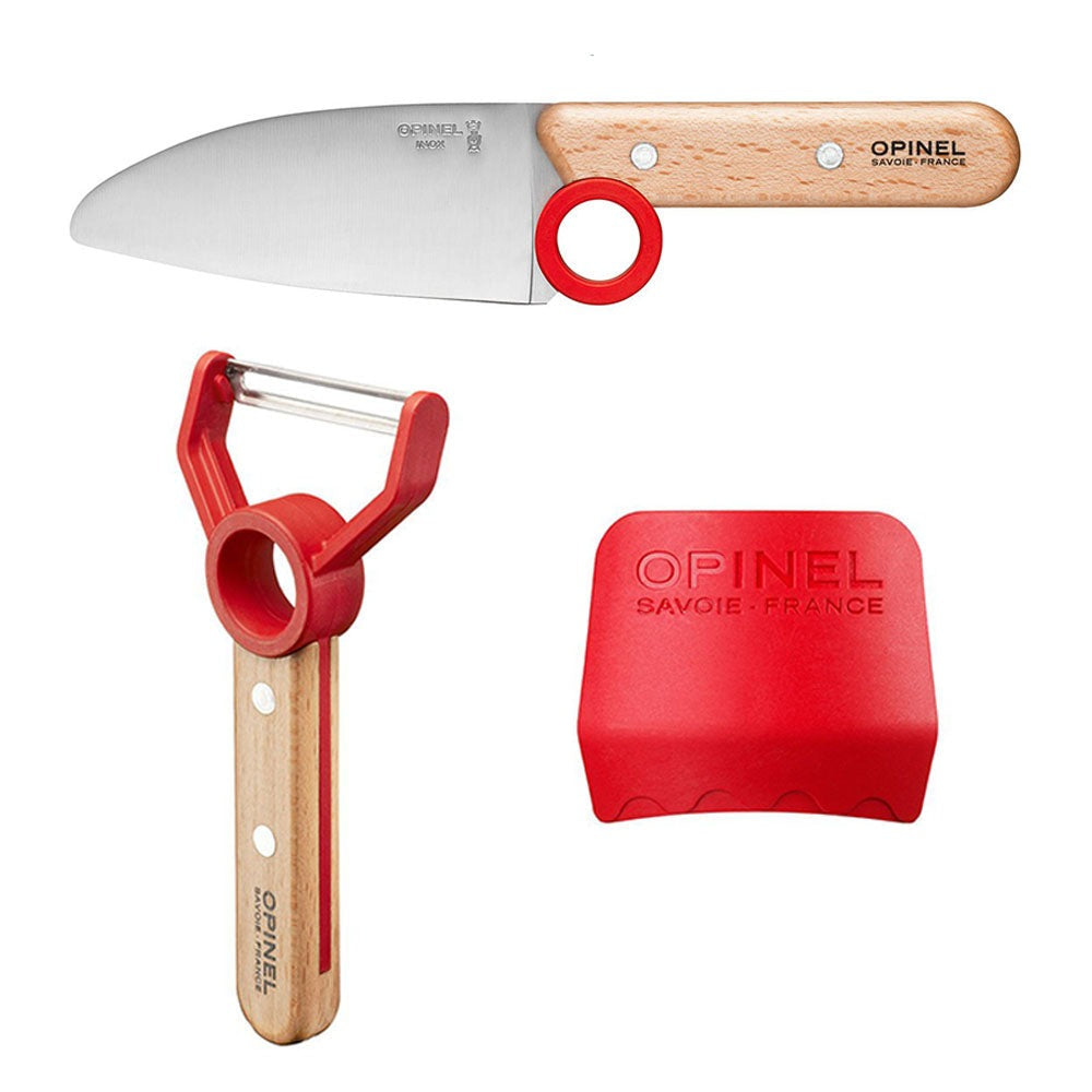 Opinel Le Petit Chef - 3 PieceSet (Knife, Peeler & Finger Guard) - Red