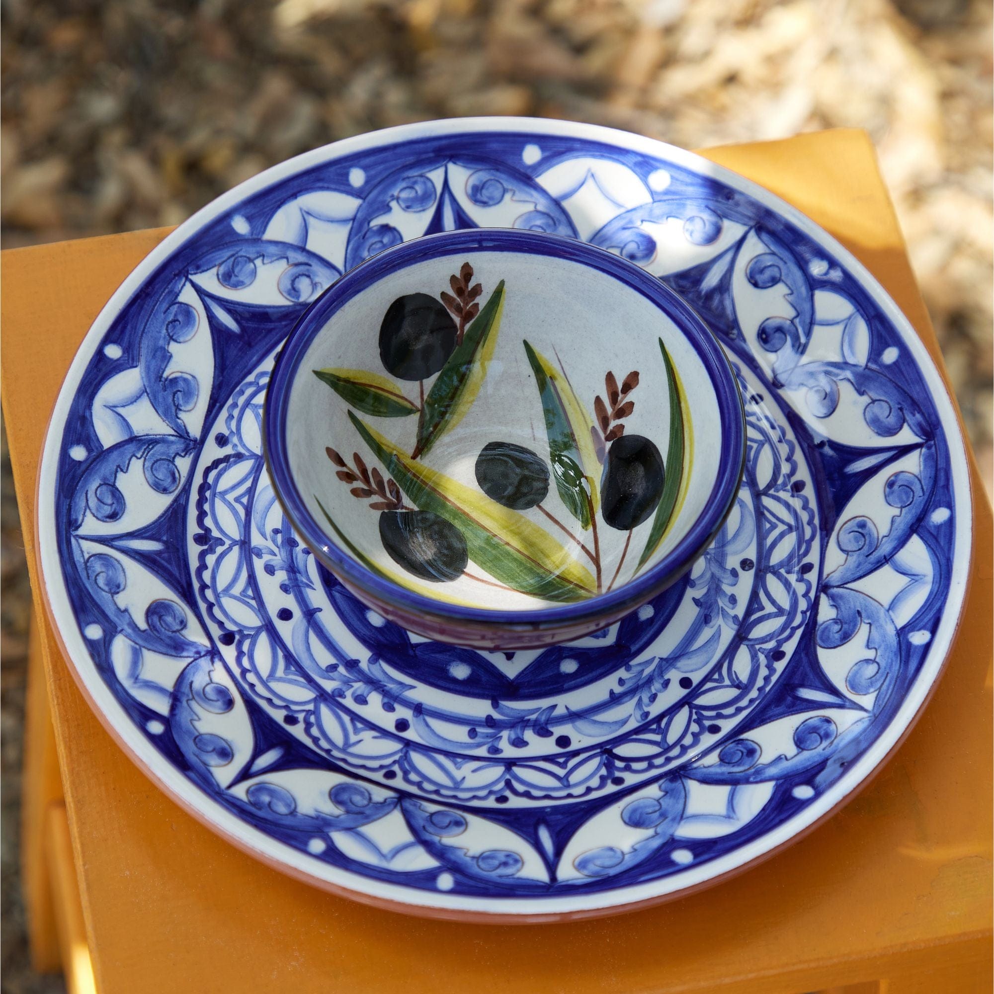 Table & Counter Accessories Casafina - Alentejo Terracotta - Handmade Olives Design Round Dip Bowl