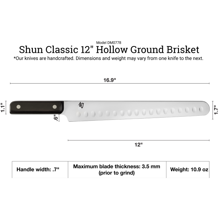 Shun Classic 12" Hollow Ground Brisket Knife with Saya