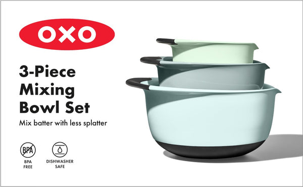 OXO 3-Piece Mixing Bowl Set - Cadet Blue, Tower Grey, Jade – The Cook's Nook