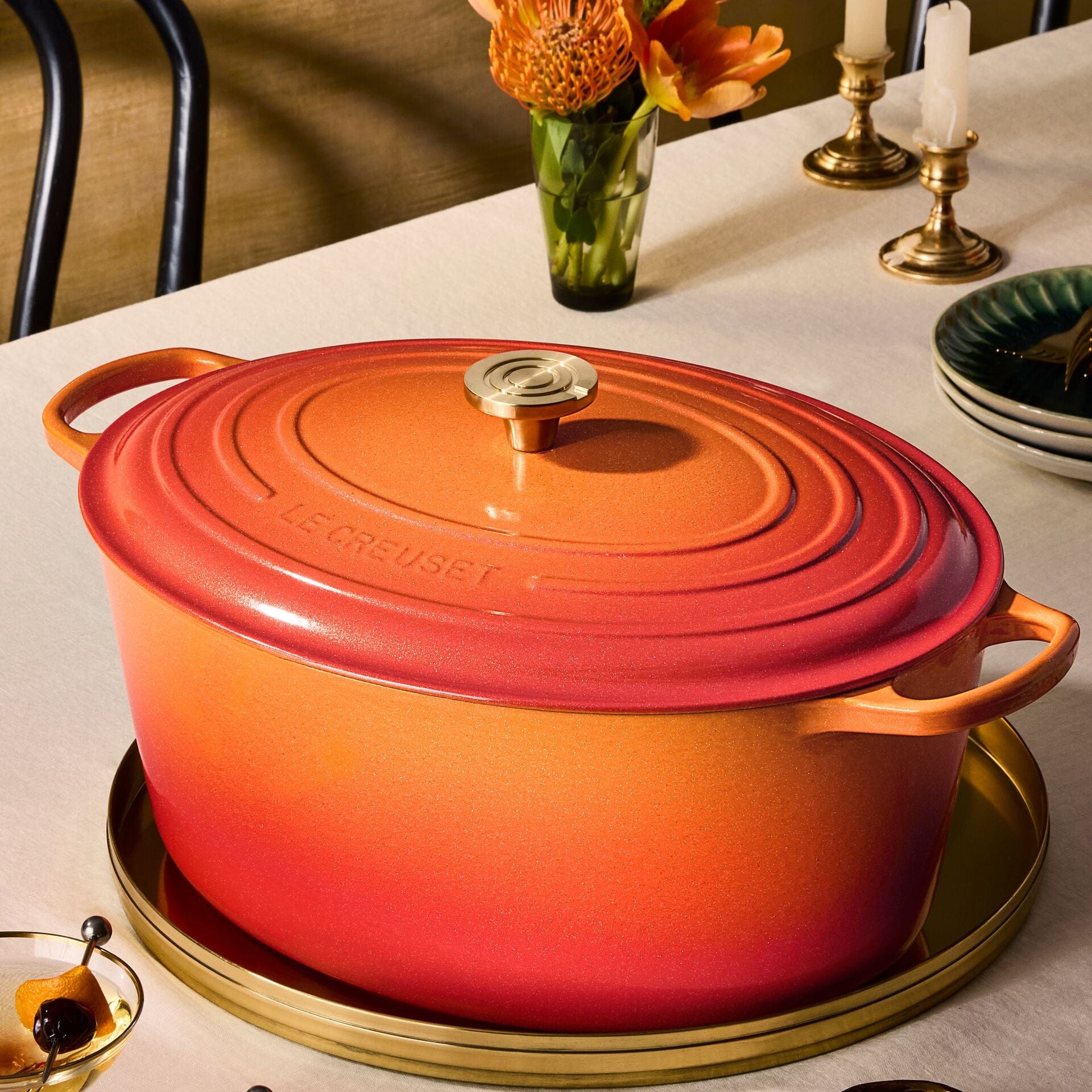 Cookware Le Creuset Signature Oval Oven - 15.5 Quart - Flamme Dorée - Limited Edition