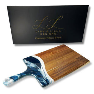 Tabletop Lynn & Liana Large Acacia Cheese Board - Navy White Metallic - 10" x 20"