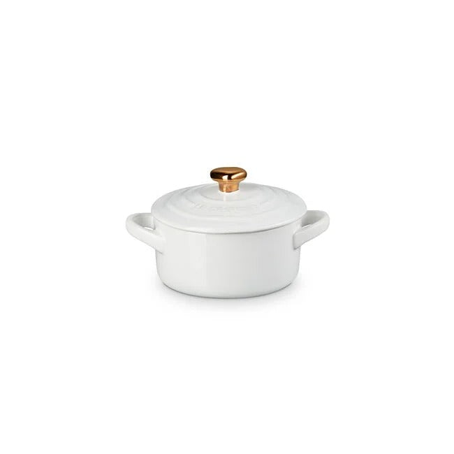 Le Creuset Mini Cocotte, White with Rose Gold Heart Knob