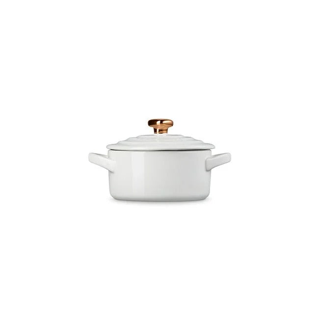 Le Creuset Mini Cocotte, White with Rose Gold Heart Knob