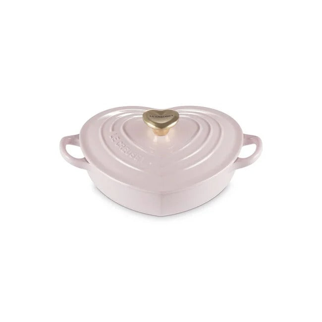 Le Creuset Shallow Heart Cocotte with Light Gold Heart Knob, 1.25 Quart - Shallot