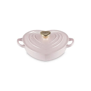 Le Creuset Shallow Heart Cocotte with Light Gold Heart Knob, 1.25 Quart - Shallot