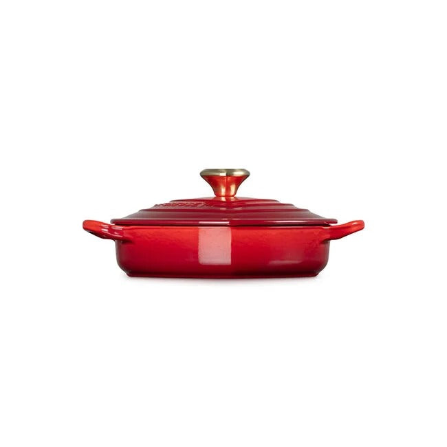 Le Creuset Shallow Heart Cocotte with Light Gold Heart Knob, 1.25 Quart - Cerise