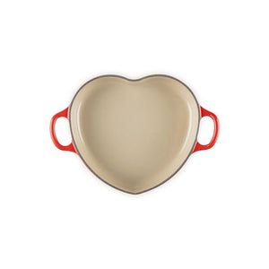 Le Creuset Shallow Heart Cocotte with Light Gold Heart Knob, 1.25 Quart - Cerise