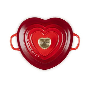 Le Creuset Shallow Heart Cocotte with Light Gold Heart Knob, 1.25 Quart - Cerise