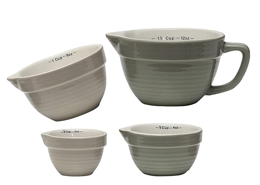Stoneware Measuring Cups, White, 1-1/2, 1, 1/2 & 1/4 Cup, Set of 4