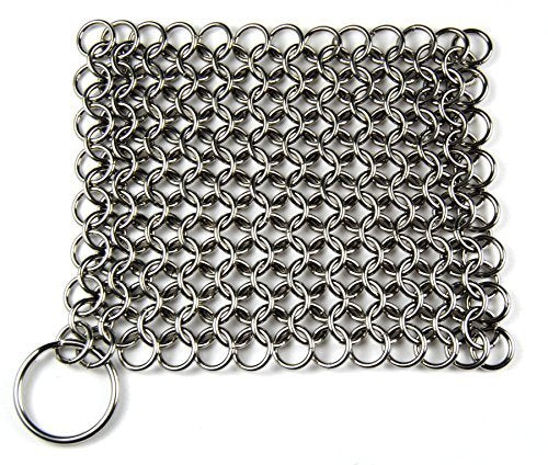 Silver Stainless Steel Cast Iron Cleaner Chainmail Scrubber Home