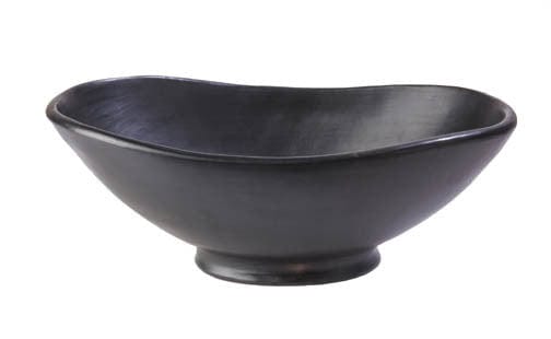 Chamba Cookware Authentic Chamba Large Oval Fruitbowl w/ Base - Elegant, All-Natural Black Clay Bowl for Display or Serving Chips, Snacks and More - Handmade in Colombia