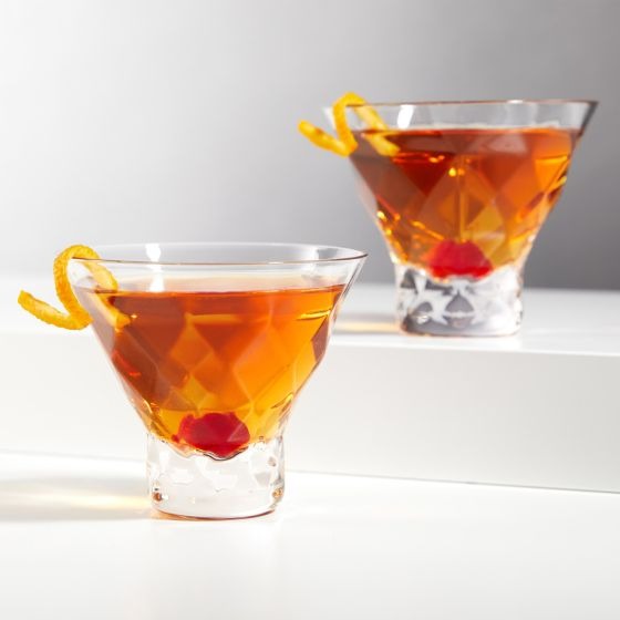 Viski Faceted Martini Glasses, Preium Crystaal Cocktail Coupe